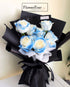 Charming Ice Blue Rose Bouquet in Black Paper Wrap | 12 Stems