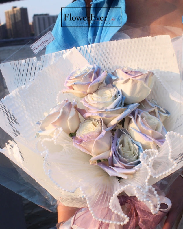 Charming Bouquet Featuring Twilight Roses | 12 Stems in White Paper