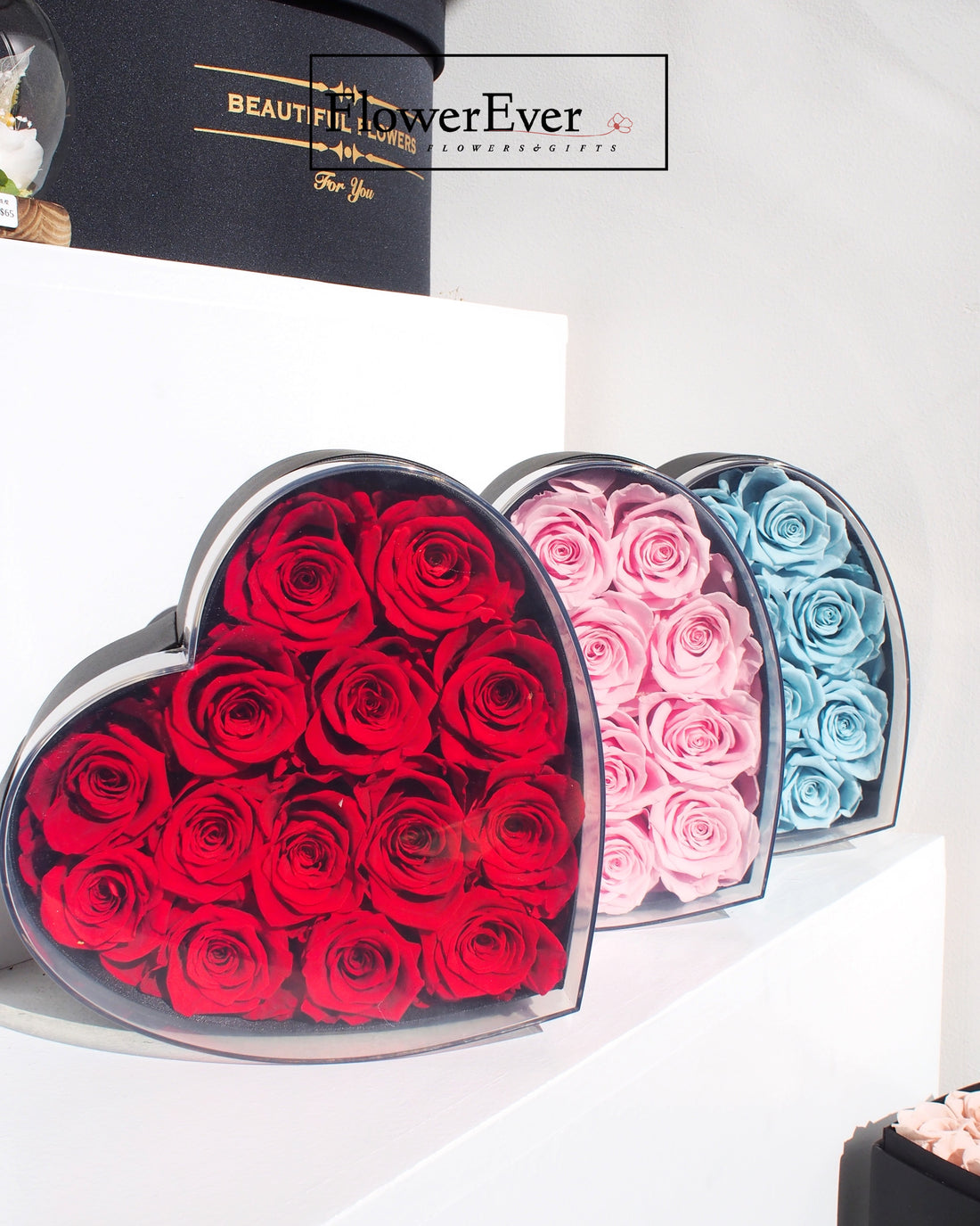 Preserved Real Roses Heart Box with Acrylic Protector｜15 Stems