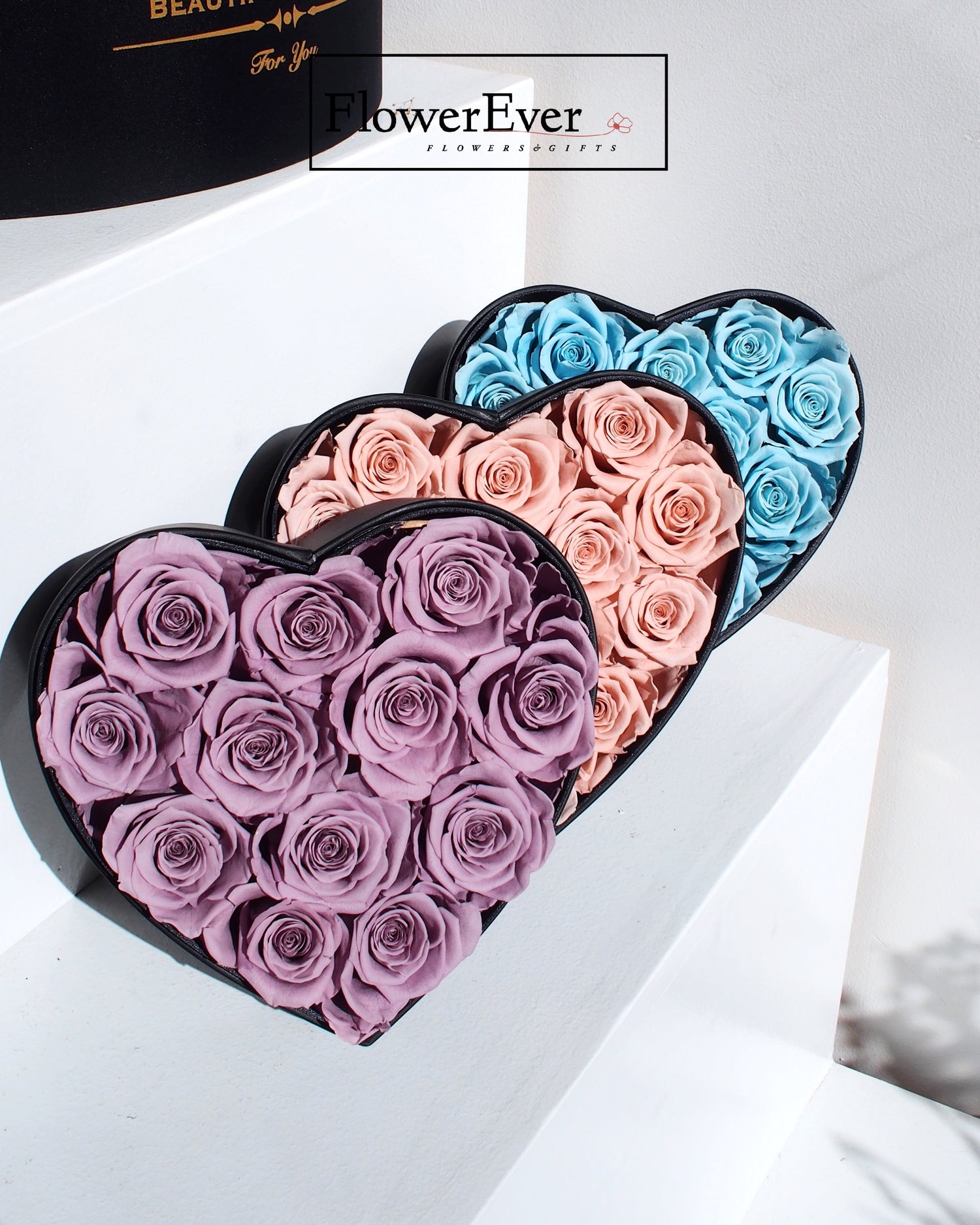 Preserved Real Roses Heart Box with Acrylic Protector｜15 Stems