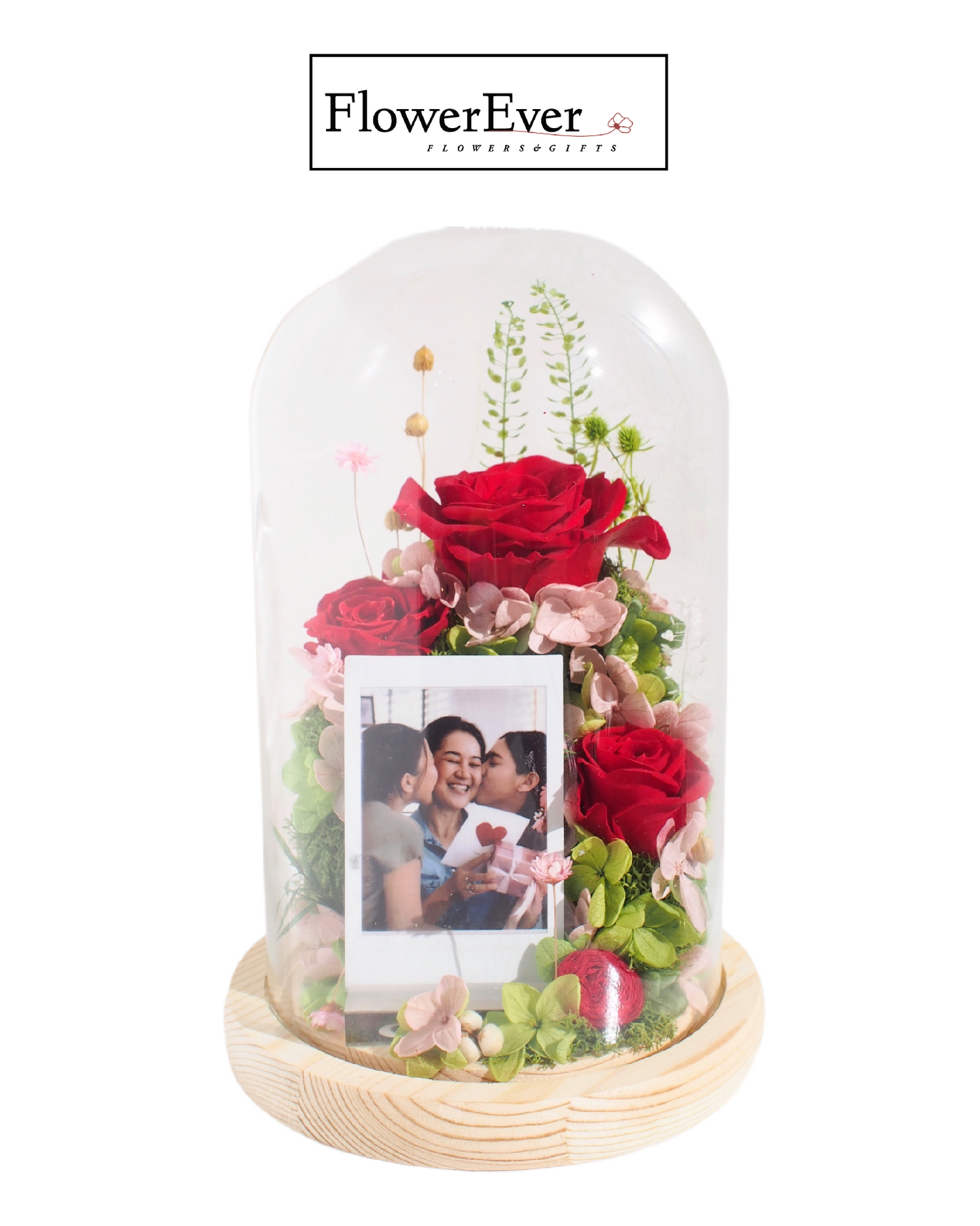 Preserved Real Roses Glass Dome Photo Frame｜Rose Secret Garden