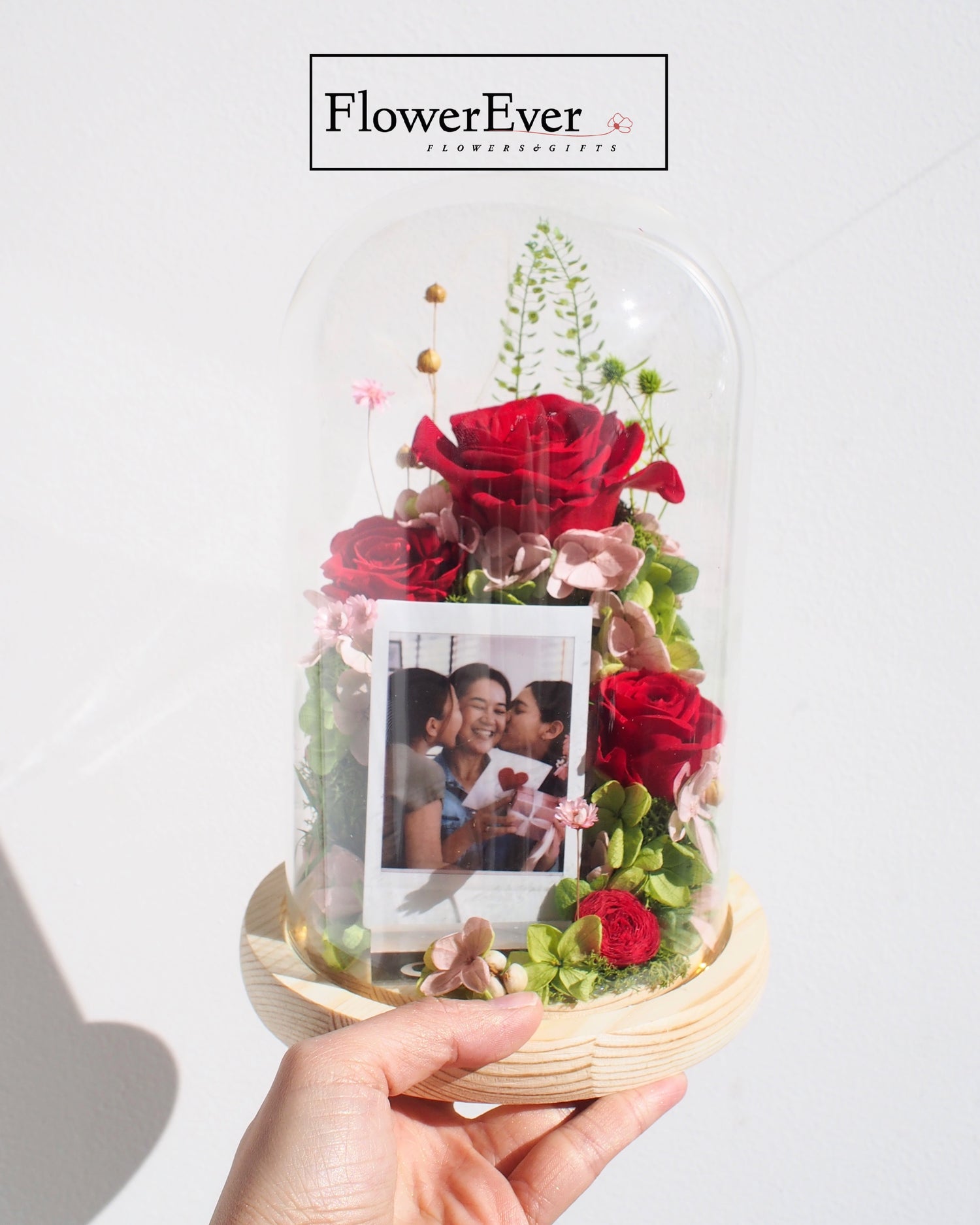 Preserved Real Roses Glass Dome Photo Frame｜Rose Secret Garden