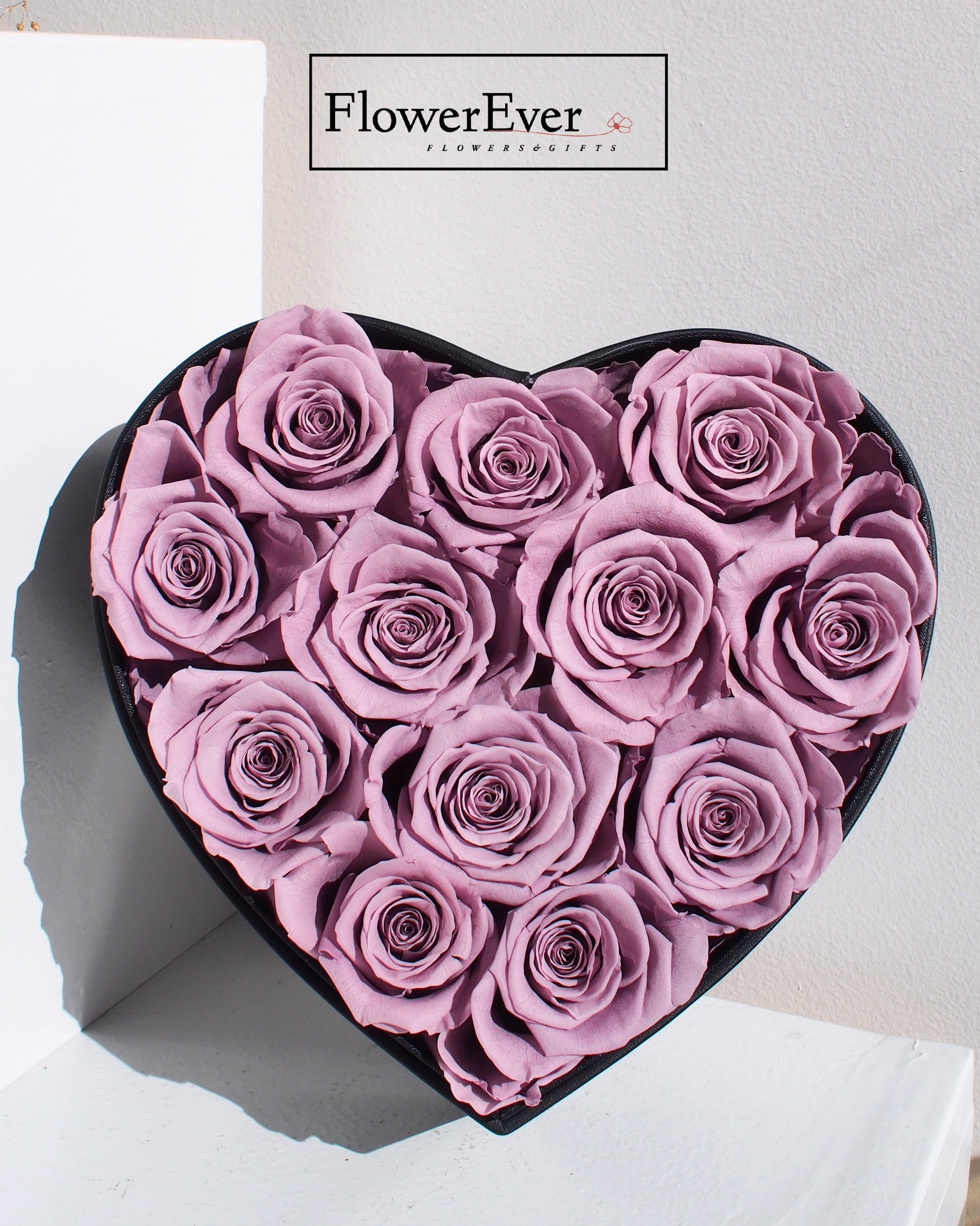 Preserved Real Roses Heart Box with Acrylic Protector｜15 Stems