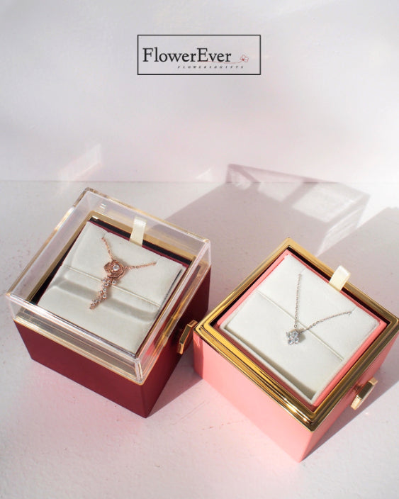 Forever Rose Ring Box for Jewelry, Rotatable Interior｜Surprise Luxury Gift for Her