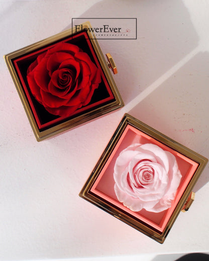 Forever Rose Ring Box for Jewelry, Rotatable Interior｜Surprise Luxury Gift for Her