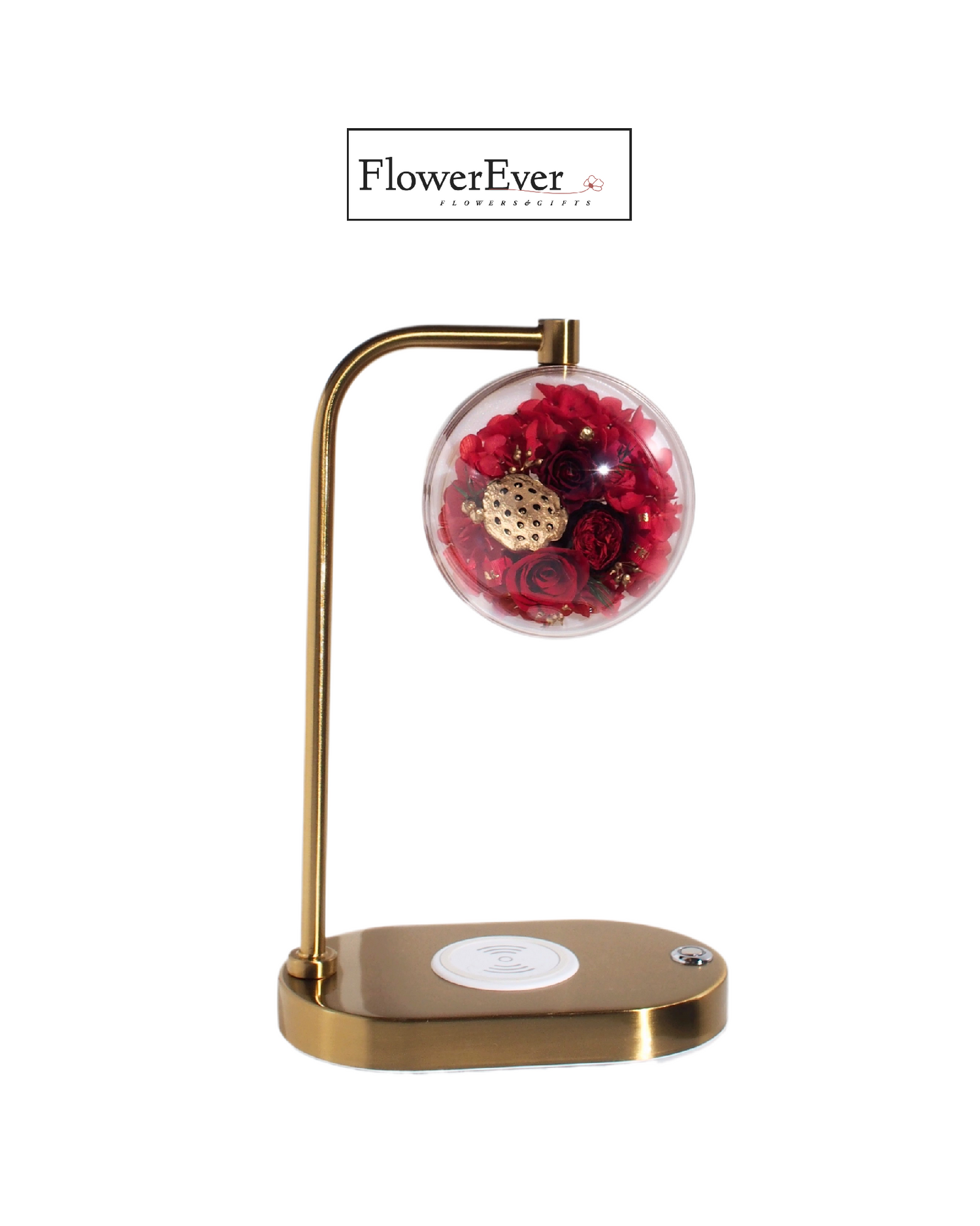 Preserved Real Rose Night Lamp w. Fast Wireless Phone Charging｜Modern Floral Gifts