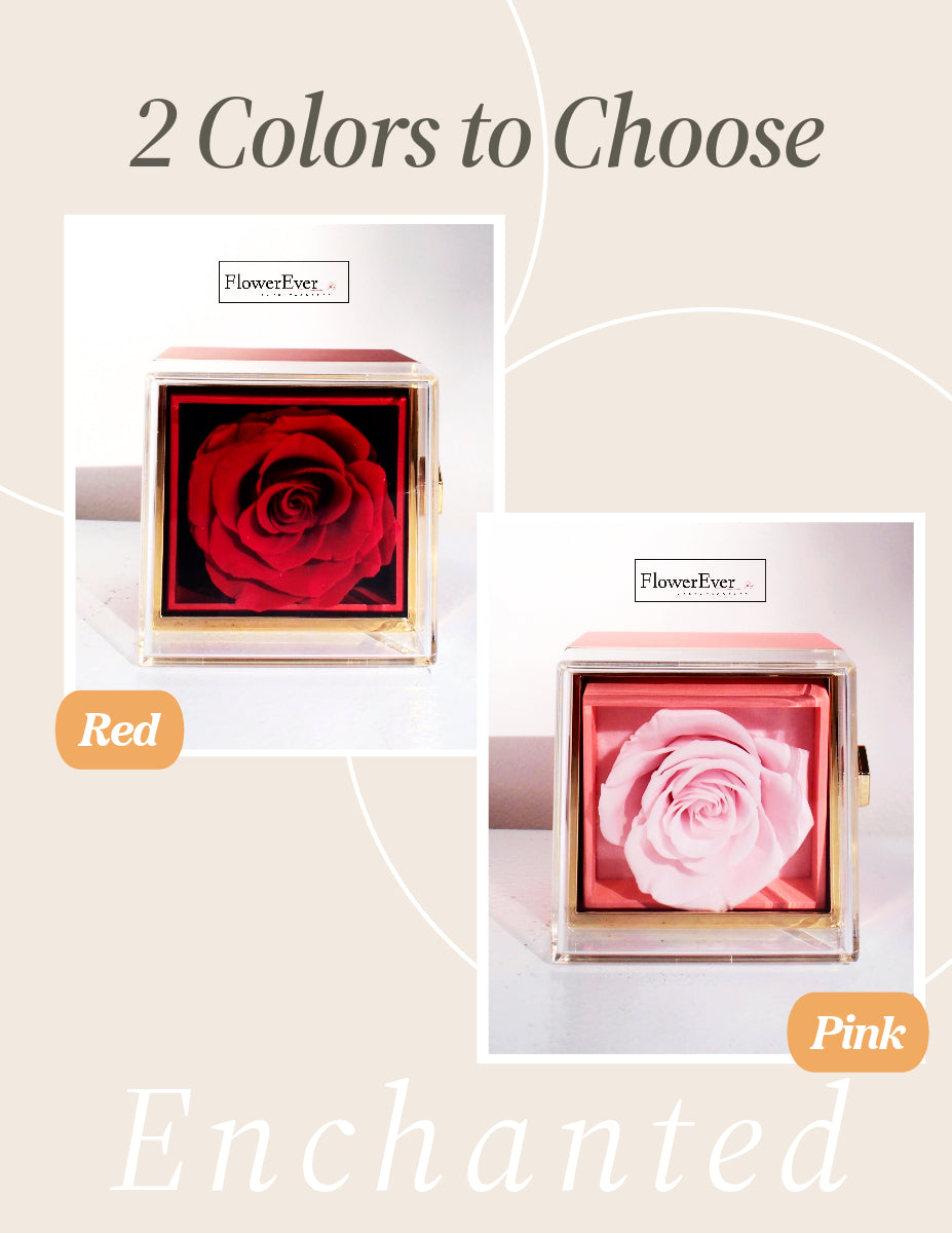 Forever Rose Ring Box for Jewelry, Rotatable Interior｜Surprise Luxury Gift for Her