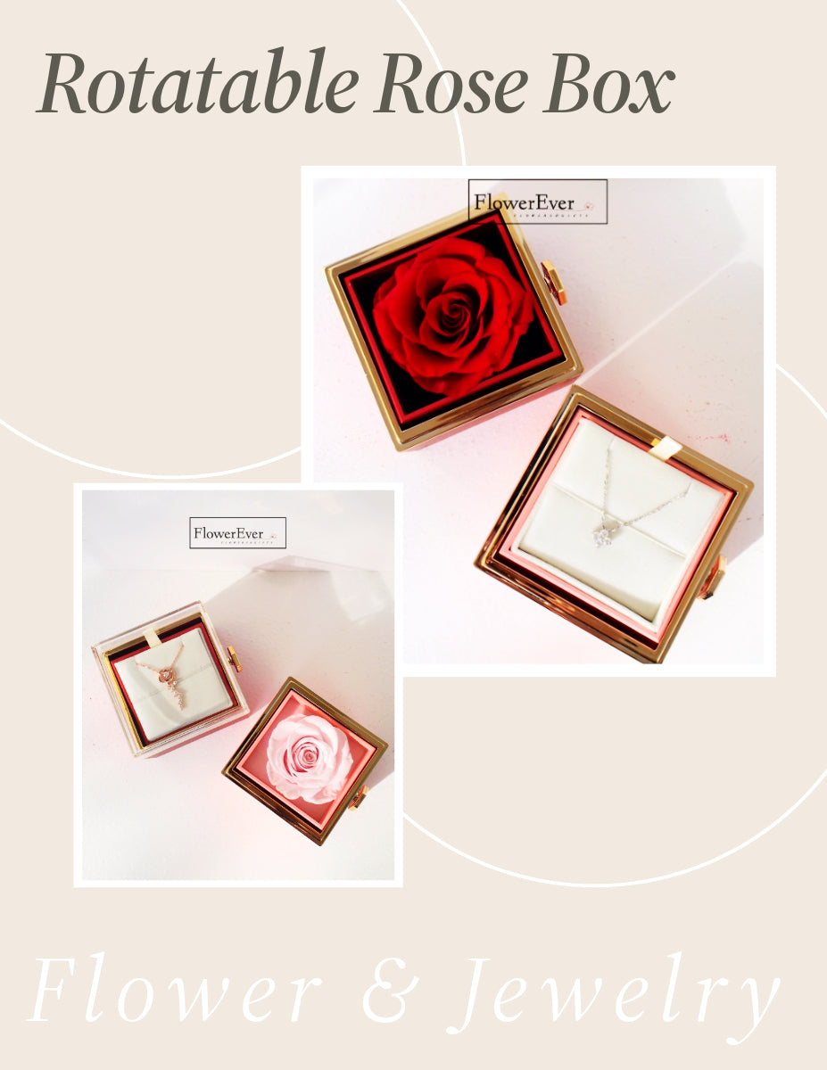 Forever Rose Ring Box for Jewelry, Rotatable Interior｜Surprise Luxury Gift for Her