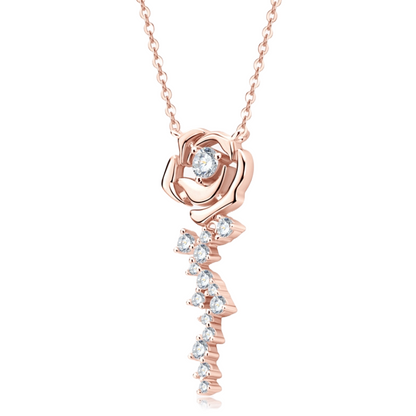 Elegant Rose-shaped Moissanite Pendant Necklace