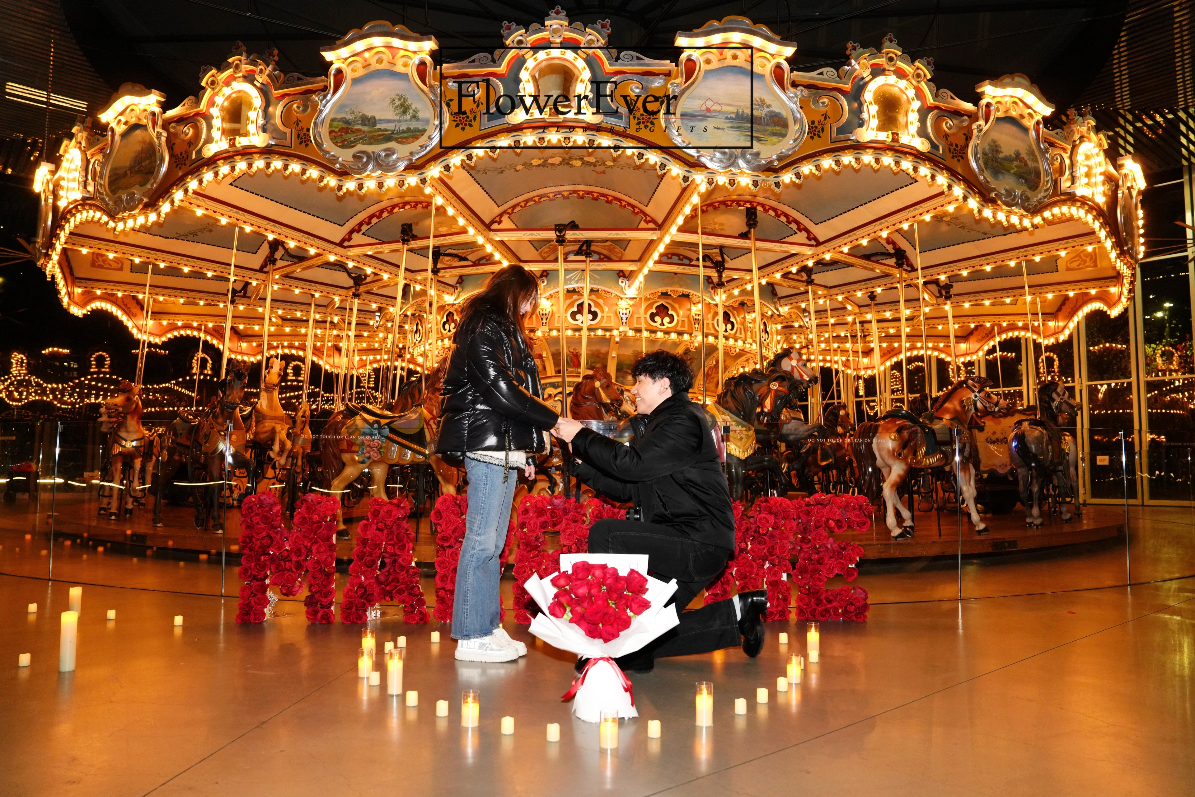 Elegant NYC red rose and candlelit proposal decor