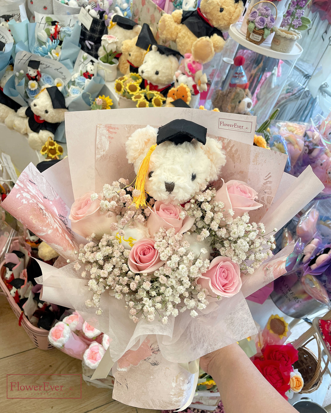 Rose Bouquet for Graduation with Teddy Bear with Baby&