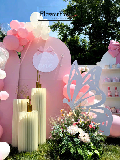 NYC Pink &amp; White Birthday Party Decor｜Balloon Arch + Garden Themed Backdrop