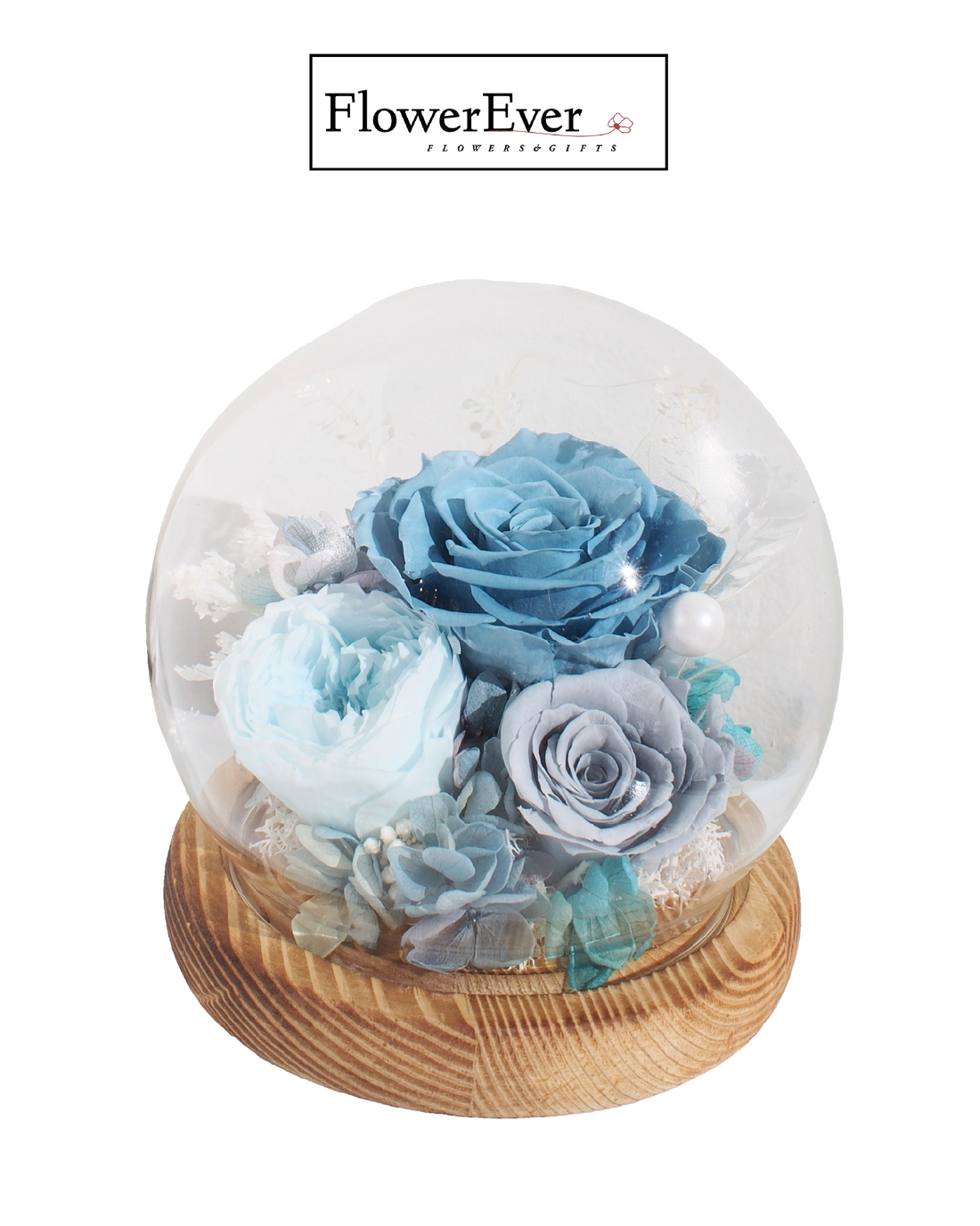 Fairyland Glass Dome with Preserved Real Roses & Florals