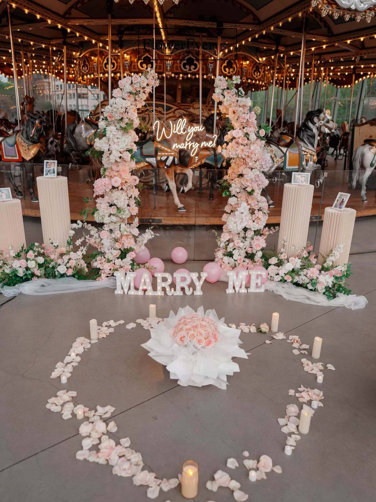 NYC Dreamy Proposal Decor｜Flowers + Bouquet + Photo Frames