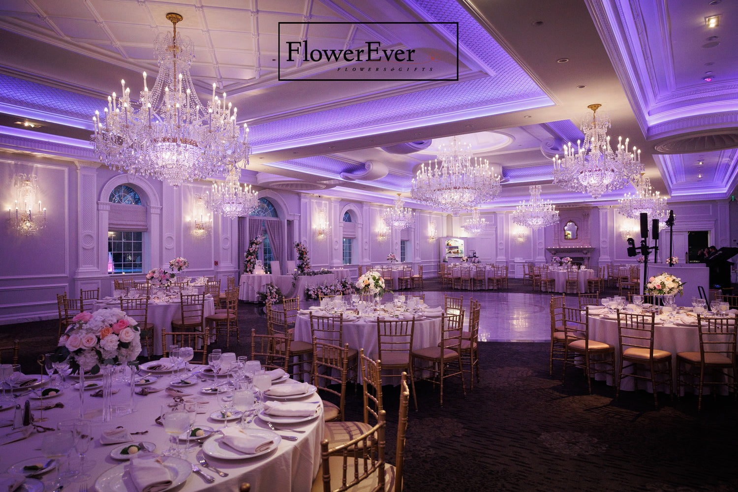 Wedding decor by FlowerEver – Wedding Reception Centerpieces on Clear Acrylic Stands – New York florist