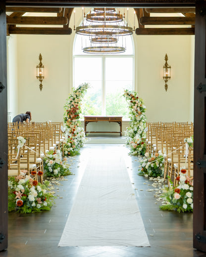 Wedding floral detail – Wedding Floral Arch - Crescent Moon Half Arches – NYC wedding florist