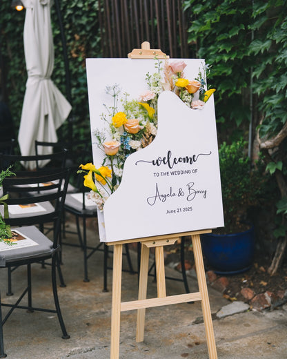 Wedding Welcome Sign - With Flowers Inserts by FlowerEver, New York wedding florist
