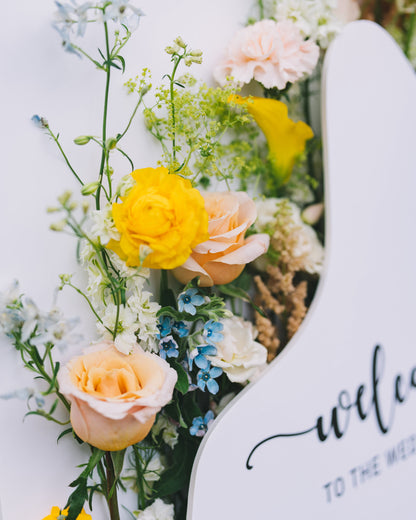 Wedding floral detail – Wedding Welcome Sign - With Flowers Inserts – NYC wedding florist