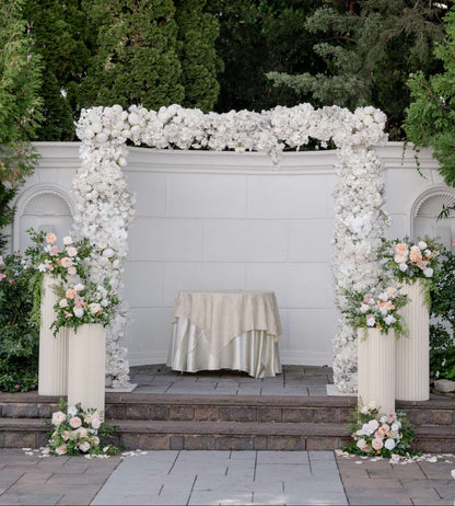 Wedding Floral Decor - Flower on White Columns by FlowerEver, New York wedding florist