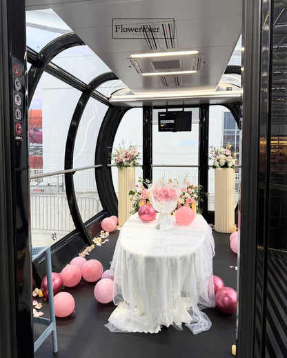 NYC proposal flower decor – NYC Ferris Wheel Proposal Decor-Flowers, Balloon + Bouquet by FlowerEver